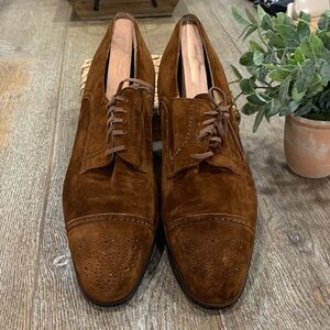 Elegant Brown Men's Suede Oxford Shoes